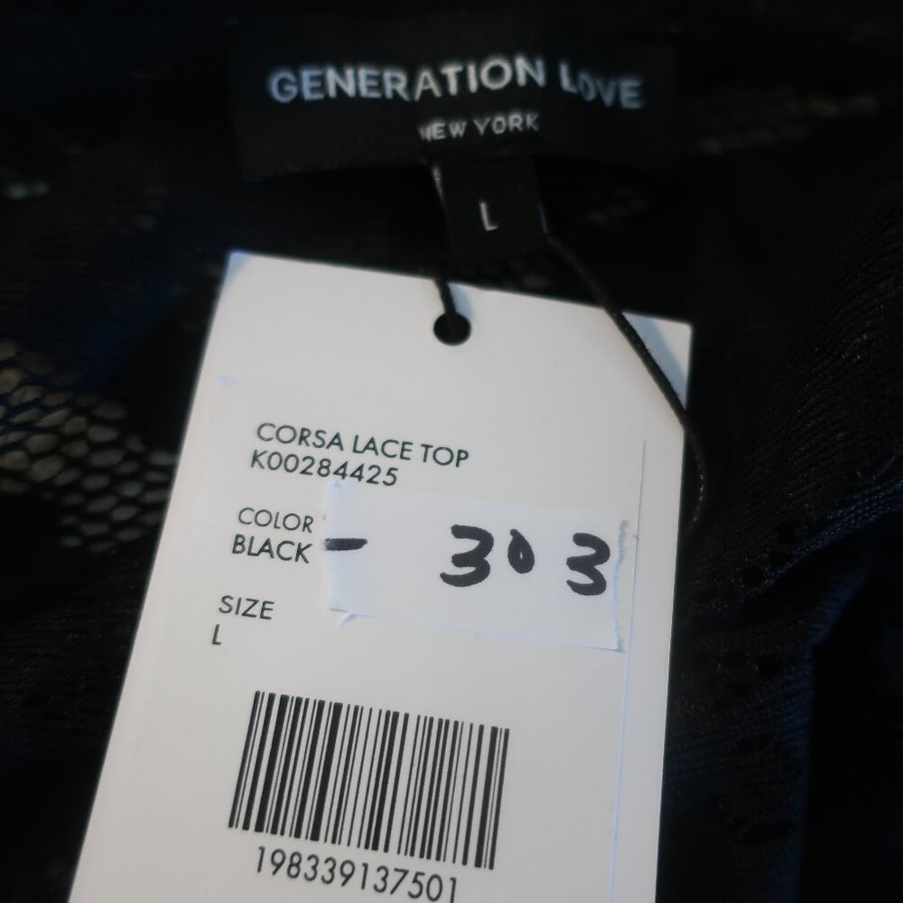 NWT Women Generation Love (Item-303) Black Corsa Lace Puff Sleeve Blouse Top L - Picture 9 of 14